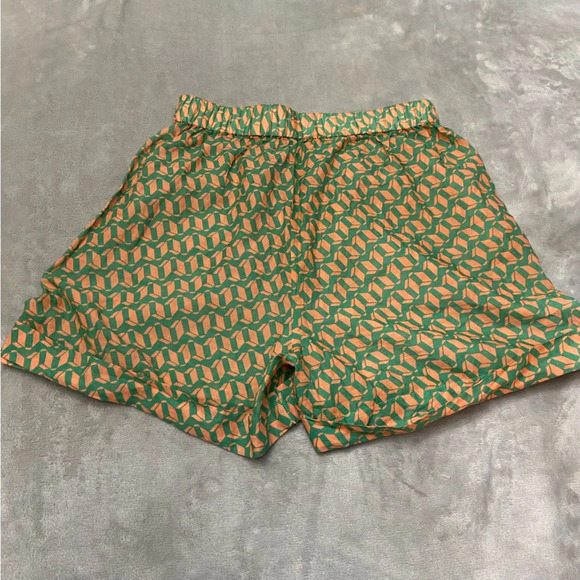 Montce Geometric Print Lounge Shorts Orange Green stretch waist 27050 - Picture 6 of 8